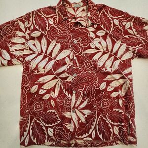 Paradise Island Hawaiian mother of pearl button cotton shirt. Size XL